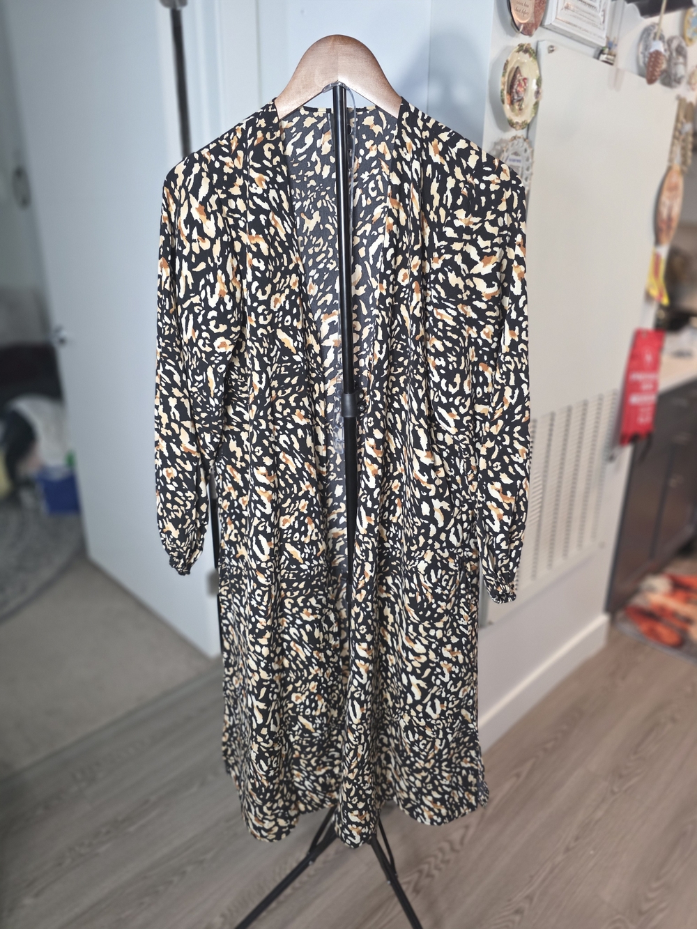 Lilly Pulitzer Black Midi Dress with Cream & Tan Abstract Print